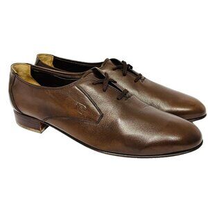 Men’s Vintage Pierre Cardin Brown Oxfords Shoes 11.5 made in Greece One Piece